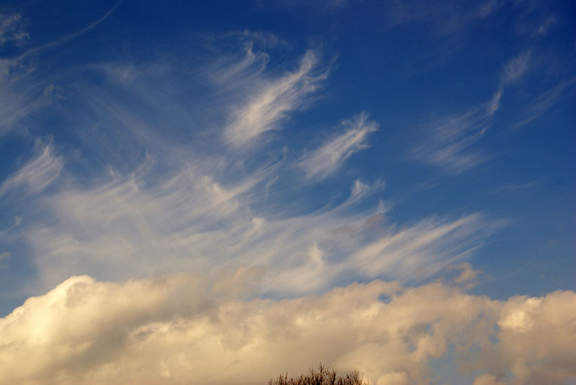 Cirrus clouds and Cumulus